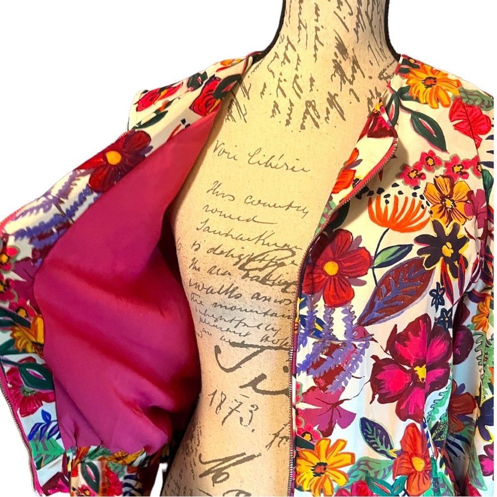 Zara Trf_outerwear Flower Bomber Jacket Size S